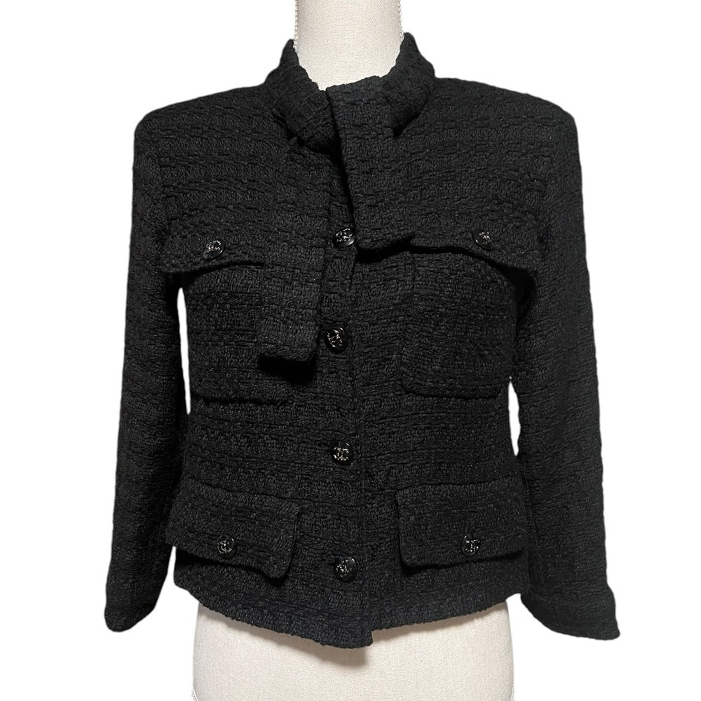 CHANEL STUNNING BLACK CASHMERE SUIT JACKET SIZE 38